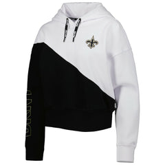 New Orleans Saints DKNY Sport Women's Bobbi Color Blocked Pullover Hoodie - White/Black - NFL
