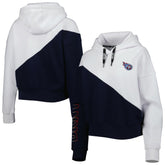 Tennessee Titans DKNY Sport Women's Bobbi Color Blocked Pullover Hoodie - White/Navy - NFL