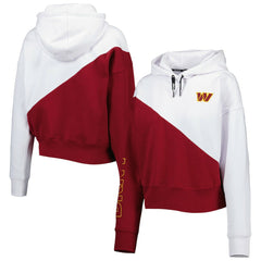 Washington Commanders DKNY Sport Women's Bobbi Color Blocked Pullover Hoodie - White/Burgundy - NFL