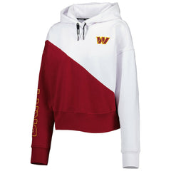 Washington Commanders DKNY Sport Women's Bobbi Color Blocked Pullover Hoodie - White/Burgundy - NFL