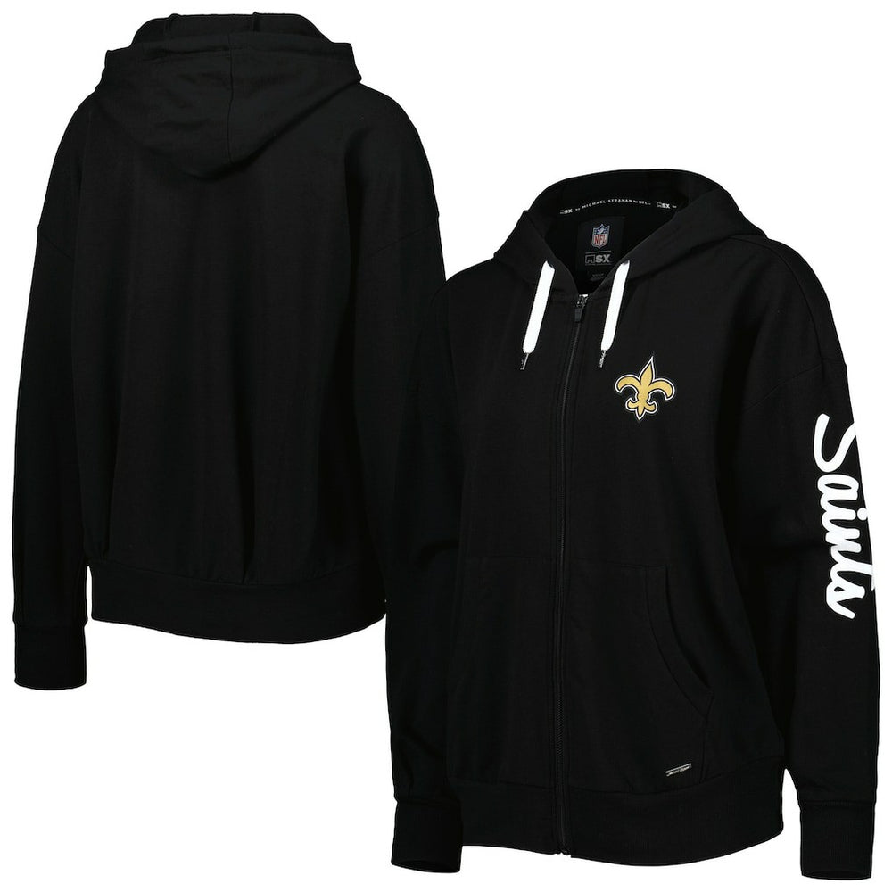 New Orleans Saints MSX by Michael Strahan Women's Emerson Lightweight Full-Zip Hoodie - Black - NFL