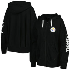 Pittsburgh Steelers MSX by Michael Strahan Women's Emerson Lightweight Full-Zip Hoodie - Black - NFL