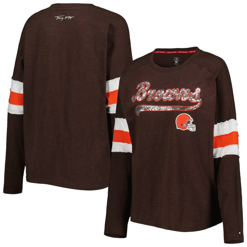 Cleveland Browns Tommy Hilfiger Women's Justine Long Sleeve Tunic T-Shirt - Brown - NFL