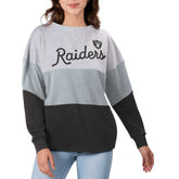 Las Vegas Raiders Touch Women's Outfield Deep V-Back Waist Length Pullover Sweatshirt - Heather Gray/Black - NFL