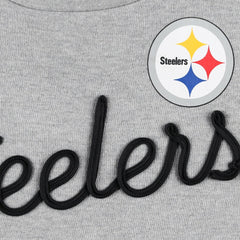 Pittsburgh Steelers Touch Women's Outfield Deep V-Back Waist Length Pullover Sweatshirt - Heather Gray/Black - NFL