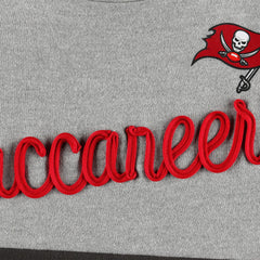 Tampa Bay Buccaneers Touch Women's Outfield Deep V-Back Waist Length Pullover Sweatshirt - Heather Gray/Red - NFL