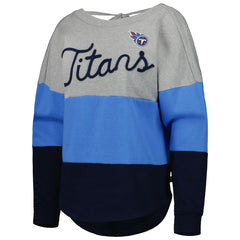 Tennessee Titans Touch Women's Outfield Deep V-Back Waist Length Pullover Sweatshirt - Heather Gray/Navy - NFL