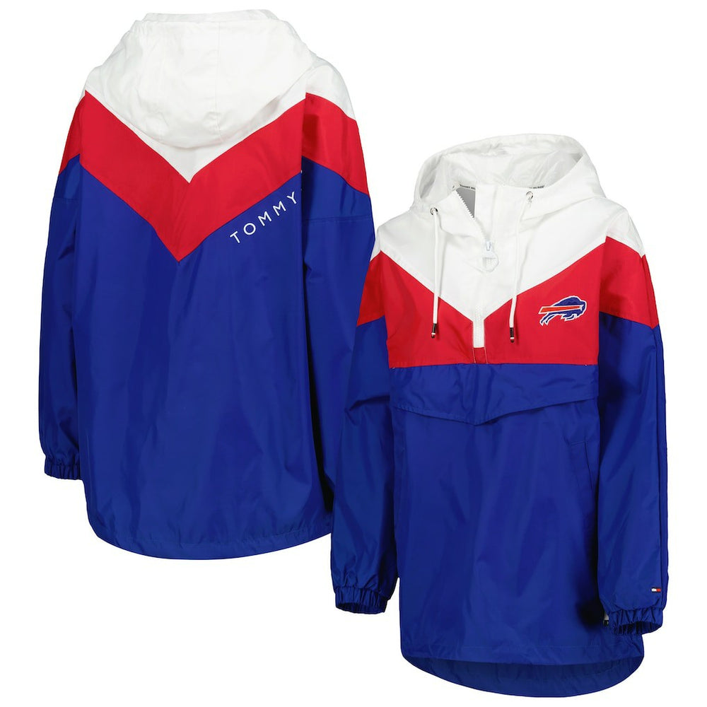 Buffalo Bills Tommy Hilfiger Women's Staci Half-Zip Hoodie Windbreaker Jacket - White/Red - NFL