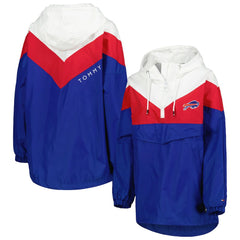 Buffalo Bills Tommy Hilfiger Women's Staci Half-Zip Hoodie Windbreaker Jacket - White/Red - NFL