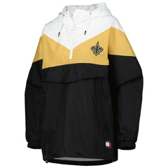 New Orleans Saints Tommy Hilfiger Women's Staci Half-Zip Hoodie Windbreaker Jacket - White/Gold - NFL