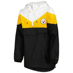Pittsburgh Steelers Tommy Hilfiger Women's Staci Half-Zip Hoodie Windbreaker Jacket - White/Gold - NFL