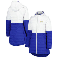 Los Angeles Rams MSX by Michael Strahan Women's Willow Quilted Hoodie Full-Zip Jacket - White/Royal - NFL