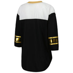 New Orleans Saints G-III 4Her by Carl Banks Women's Double Team 3/4-Sleeve Lace-Up T-Shirt - Black/White - NFL