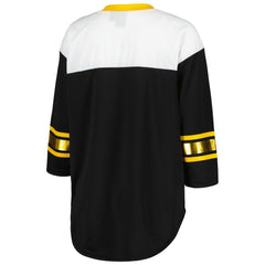 Pittsburgh Steelers G-III 4Her by Carl Banks Women's Double Team 3/4-Sleeve Lace-Up T-Shirt - Black/White - NFL