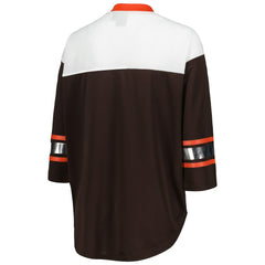 Cleveland Browns G-III 4Her by Carl Banks Women's Double Team 3/4-Sleeve Lace-Up T-Shirt - Brown/White - NFL