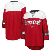 Tampa Bay Buccaneers G-III 4Her by Carl Banks Women's Double Team 3/4-Sleeve Lace-Up T-Shirt - Red/White - NFL