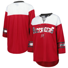 Tampa Bay Buccaneers G-III 4Her by Carl Banks Women's Double Team 3/4-Sleeve Lace-Up T-Shirt - Red/White - NFL