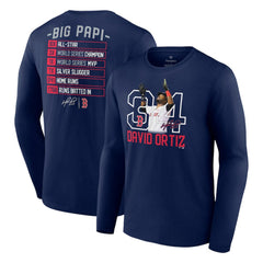 David Ortiz Boston Red Sox Fanatics Stats Resume Long Sleeve T-Shirt Discount