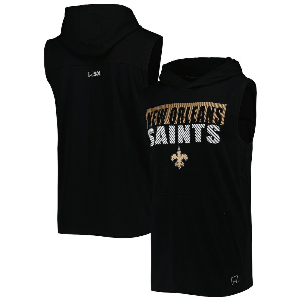 New Orleans Saints MSX by Michael Strahan Relay Sleeveless Pullover Hoodie - Black - NFL