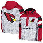 Arizona Cardinals Starter Thursday Night Gridiron Raglan Half-Zip Hooded Jacket - White/Cardinal - NFL