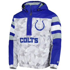 Indianapolis Colts Starter Thursday Night Gridiron Raglan Half-Zip Hooded Jacket - White/Royal - NFL