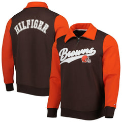 Cleveland Browns Tommy Hilfiger Aiden Quarter-Zip Sweatshirt - Brown/Orange - NFL