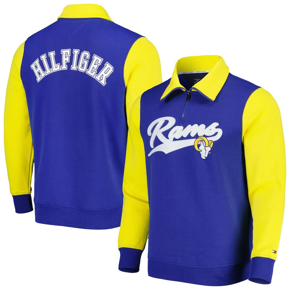 Los Angeles Rams Tommy Hilfiger Aiden Quarter-Zip Sweatshirt - Royal/Gold - NFL