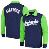 Seattle Seahawks Tommy Hilfiger Aiden Quarter-Zip Sweatshirt - College Navy/Neon Green - NFL