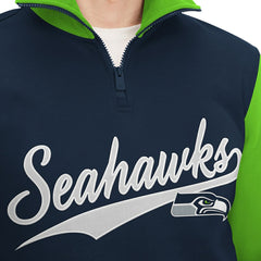 Seattle Seahawks Tommy Hilfiger Aiden Quarter-Zip Sweatshirt - College Navy/Neon Green - NFL