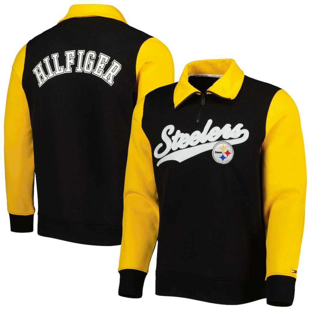 Pittsburgh Steelers Tommy Hilfiger Aiden Quarter-Zip Sweatshirt - Black/Gold - NFL
