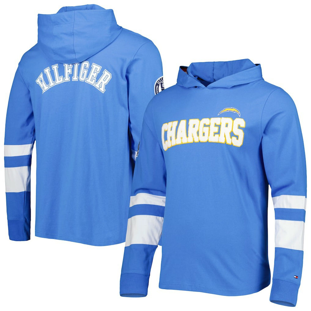 Los Angeles Chargers Tommy Hilfiger Alex Long Sleeve Hoodie T-Shirt - Powder Blue/White - NFL