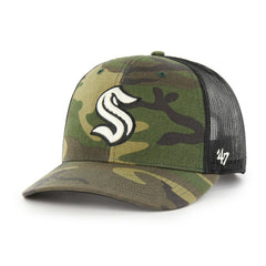 Seattle Kraken '47 Trucker Snapback Hat - Camo/Black | 47 brand online