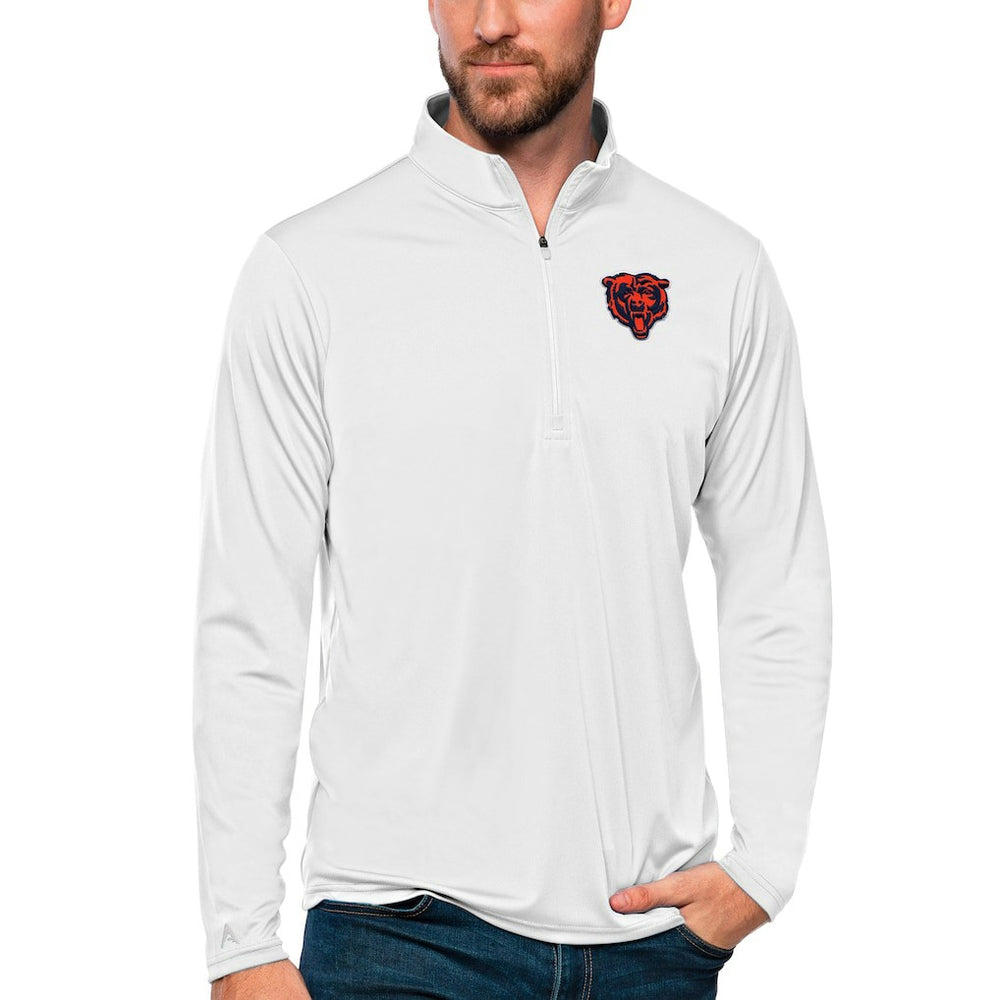 Chicago Bears Antigua Tribute Quarter-Zip Lightweight Pullover Top - White - NFL