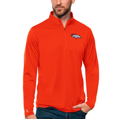 Denver Broncos Antigua Tribute Quarter-Zip Lightweight Pullover Top - Orange - NFL