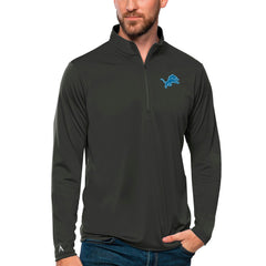 Detroit Lions Antigua Tribute Quarter-Zip Lightweight Pullover Top - Charcoal - NFL
