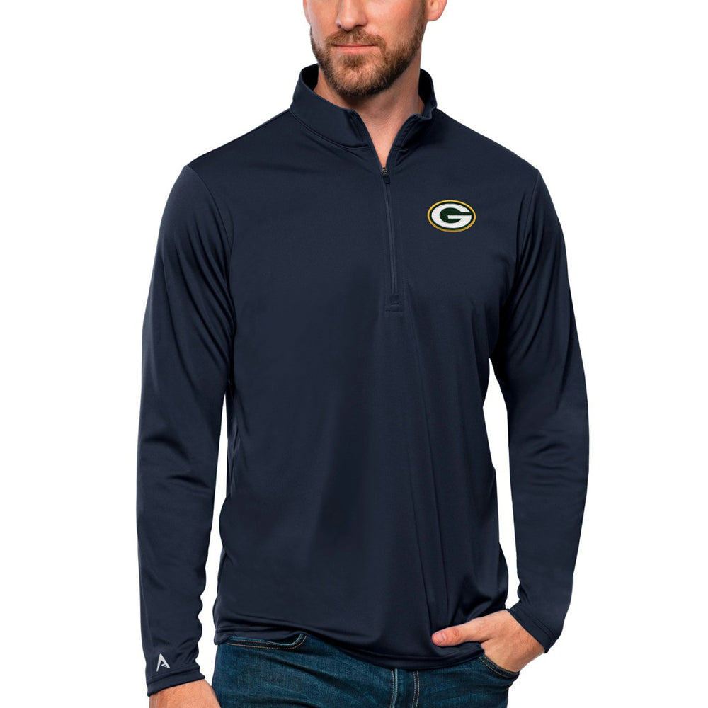 Green Bay Packers Antigua Tribute Quarter-Zip Lightweight Pullover Top - Navy - NFL