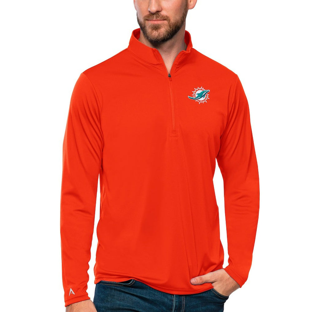 Miami Dolphins Antigua Tribute Quarter-Zip Lightweight Pullover Top - Orange - NFL