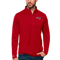 New England Patriots Antigua Tribute Quarter-Zip Lightweight Pullover Top - Red - NFL