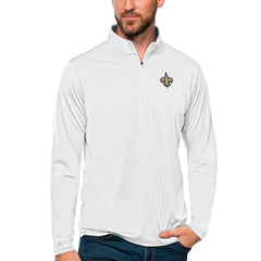 New Orleans Saints Antigua Tribute Quarter-Zip Lightweight Pullover Top - White - NFL