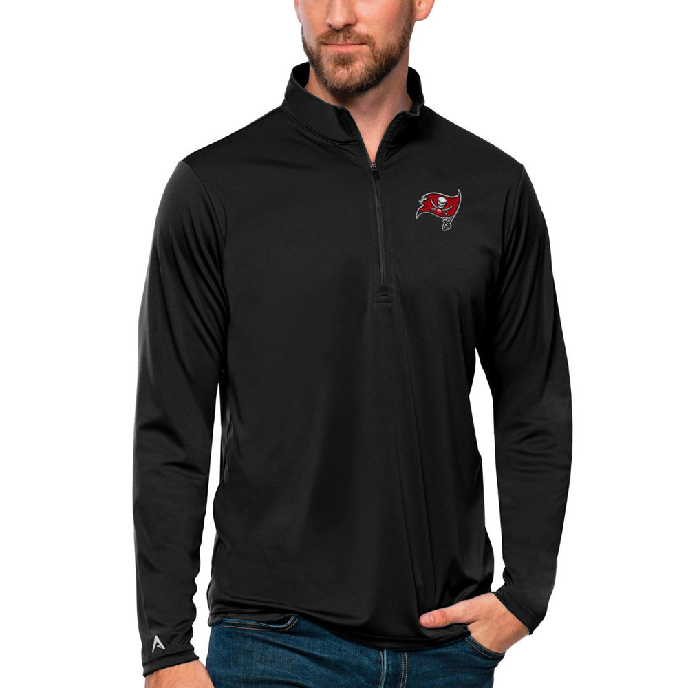 Tampa Bay Buccaneers Antigua Tribute Quarter-Zip Lightweight Pullover Top - Black - NFL