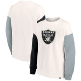 Las Vegas Raiders Women's Colorblock Primary Logo Pullover Sweatshirt - White - Fanatics