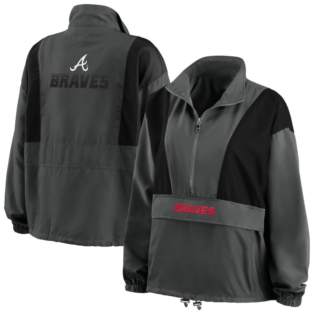 Atlanta Braves WEAR by Erin Andrews Women's Packable Half-Zip Jacket Sale