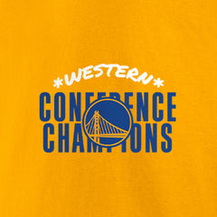 Fanatics Golden State Warriors Women's 2022 Western Conference Champions Balanced Attack Roster V-Neck T-Shirt Gold