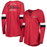 Arizona Cardinals New Era Women's Athletic Varsity Lace-Up Lightweight Long Sleeve T-Shirt - Cardinal - NFL
