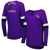 Baltimore Ravens New Era Women's Athletic Varsity Lace-Up Lightweight Long Sleeve T-Shirt - Purple - NFL