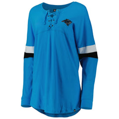 Carolina Panthers New Era Women's Athletic Varsity Lace-Up Lightweight Long Sleeve T-Shirt - Blue - NFL
