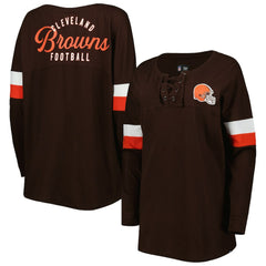 Cleveland Browns New Era Women's Athletic Varsity Lace-Up Lightweight Long Sleeve T-Shirt - Brown - NFL