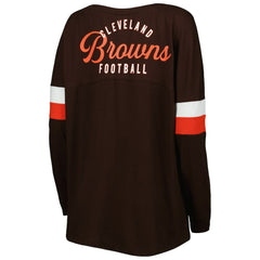 Cleveland Browns New Era Women's Athletic Varsity Lace-Up Lightweight Long Sleeve T-Shirt - Brown - NFL