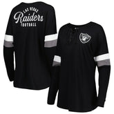 Las Vegas Raiders New Era Women's Athletic Varsity Lace-Up Lightweight Long Sleeve T-Shirt - Black - NFL