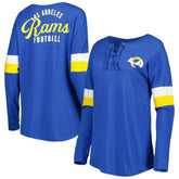 Los Angeles Rams New Era Women's Athletic Varsity Lace-Up Lightweight Long Sleeve T-Shirt - Royal - NFL